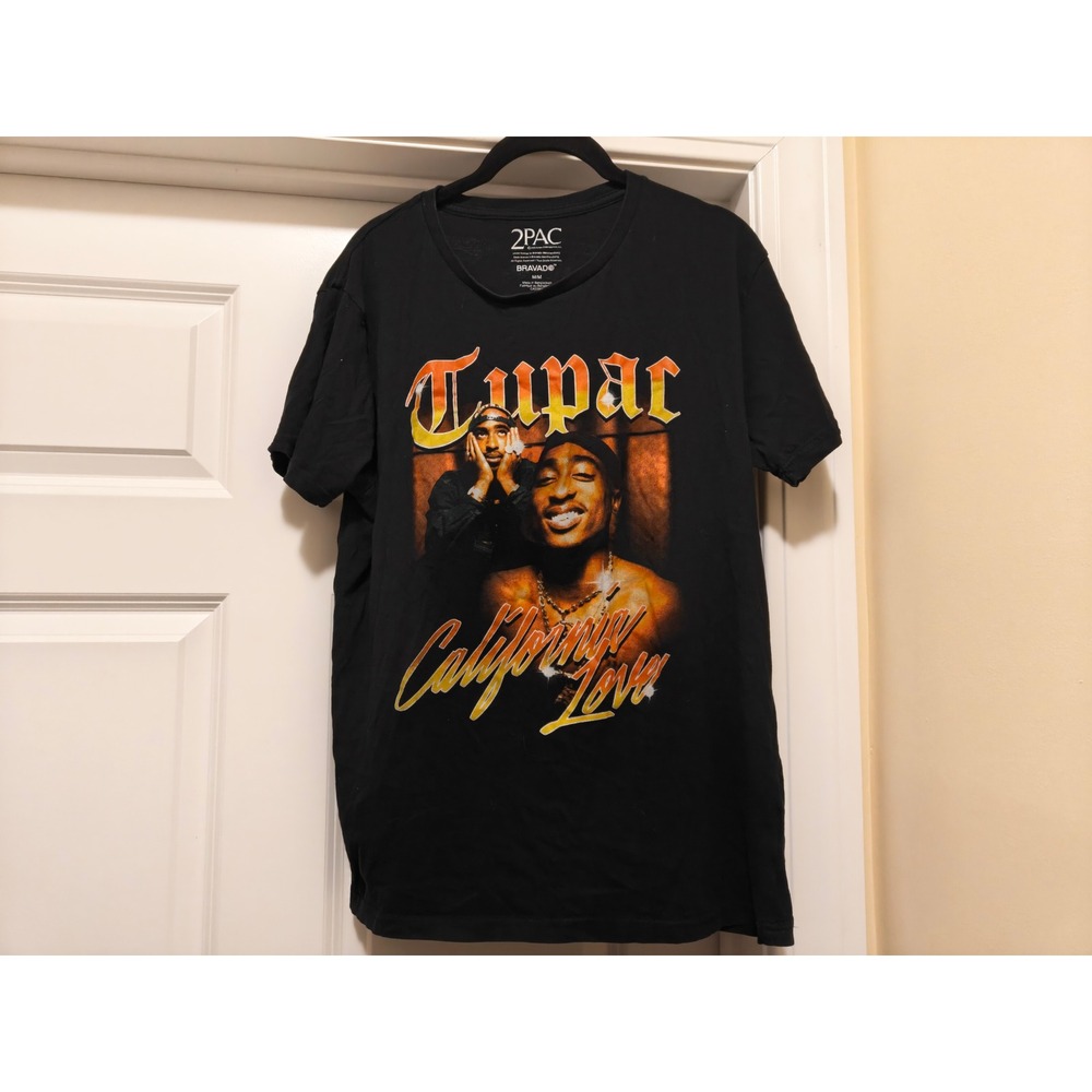2Pac Tupac California Love Graphic Tee Mens Medium Black Bravado Rap T-Shirt